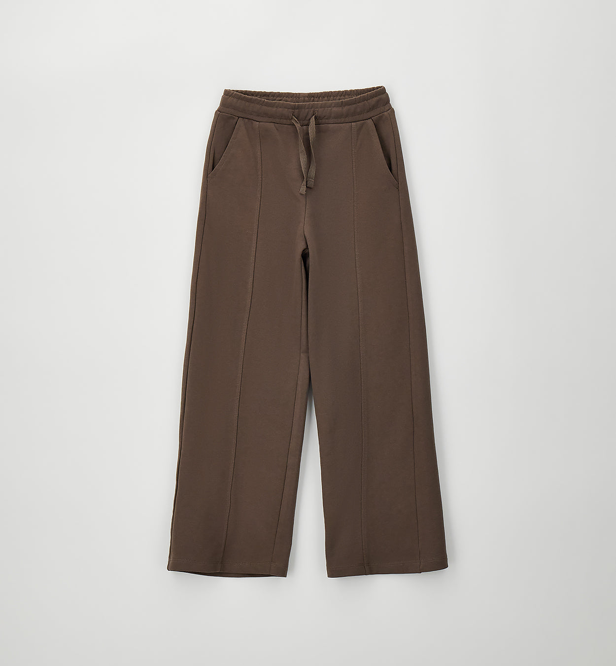 Pantalone Tuta Garzato Wide Leg Marrone Fango