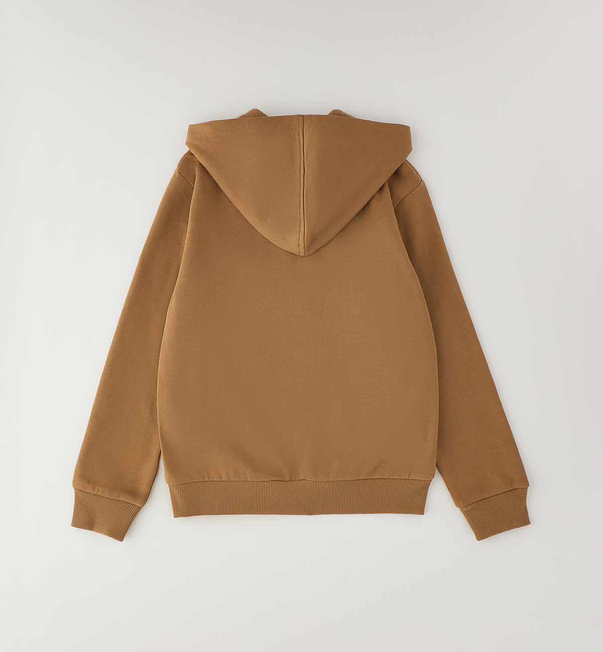 Felpa Atene Felpata con Zip e Cappuccio Nocciola Camel