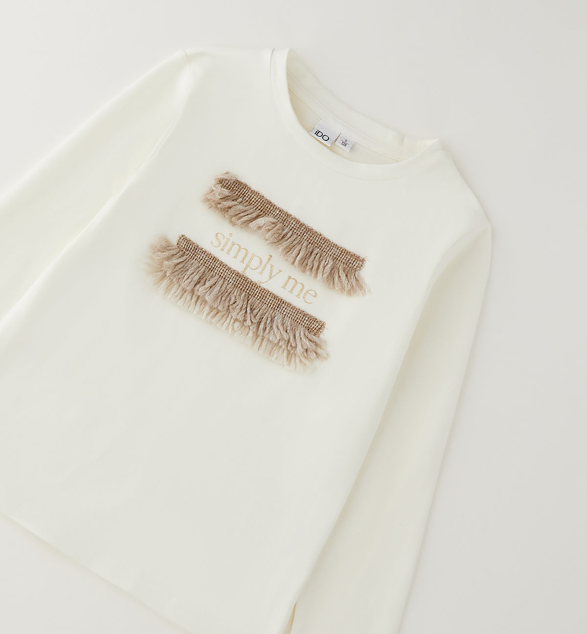 T-Shirt Manica Lunga Panna Frange Simply Me