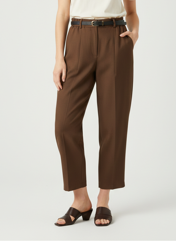 Pantalone Elegance Barrel crop Cioccolato