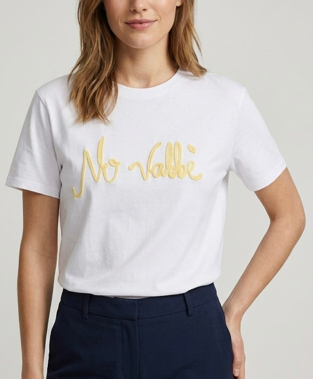 T-shirt NO VABBE ricamo big a giallo