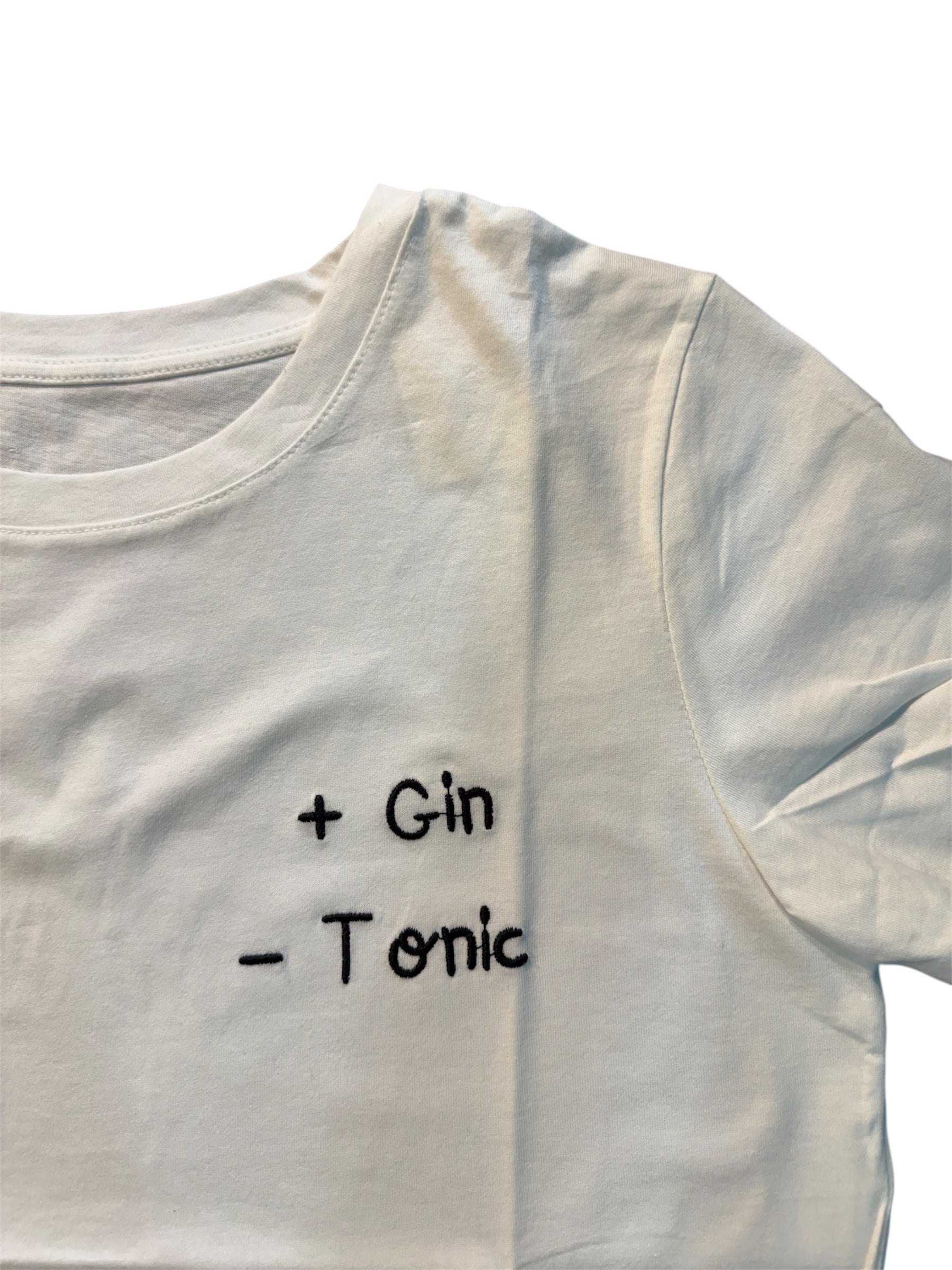 T-shirt ricamo piu gin meno tonic