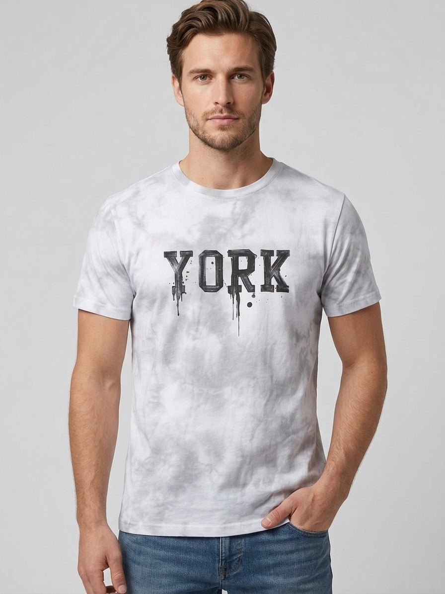 T-Shirt Nueva York Acid Wash Bianco