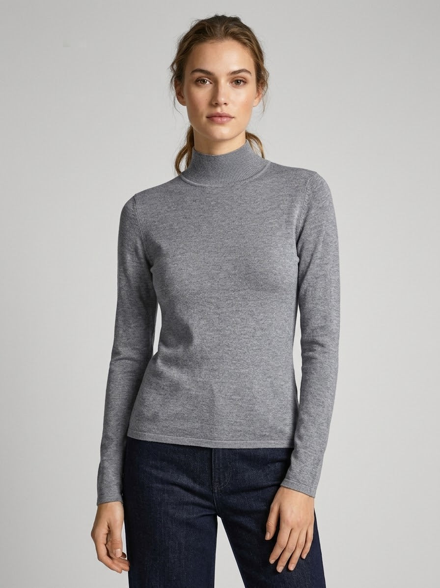 Pullover Only A Collo Alto Kattie Grigio Melange
