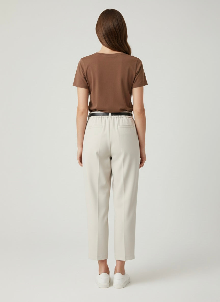 Pantalone Elegance Barrel crop Ecru