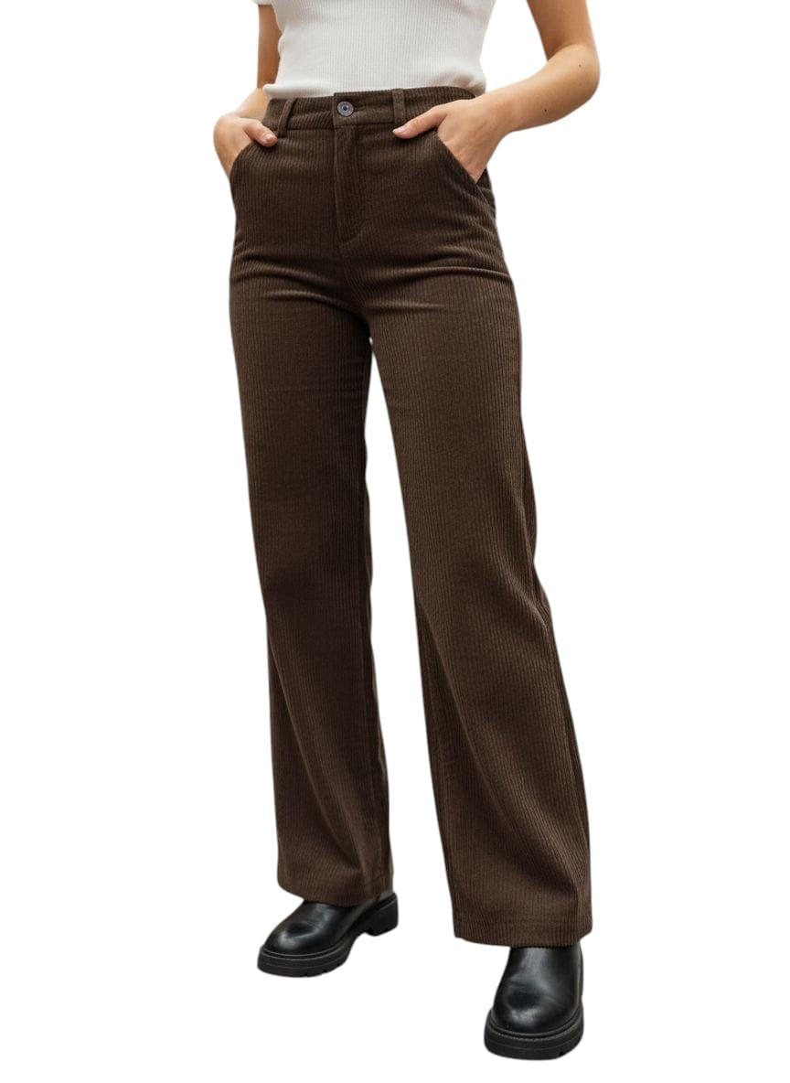 Pantalone Stoccolma Velluto Cioccolato