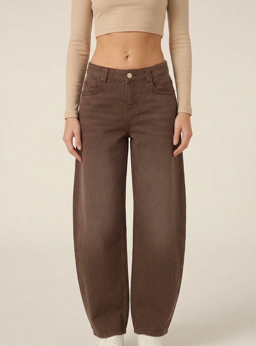 Pantalone Jeans Laguna Barrel Fit Cioccolato