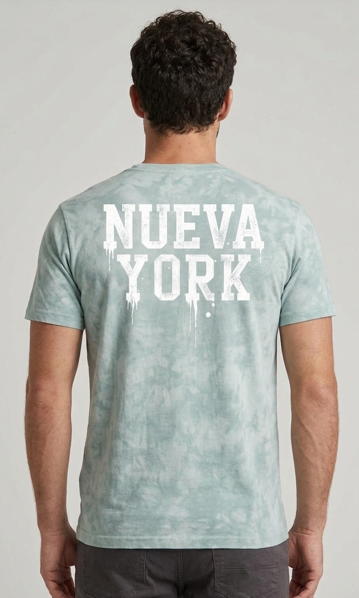 T-Shirt Nueva York Acid Wash Verde Salvia