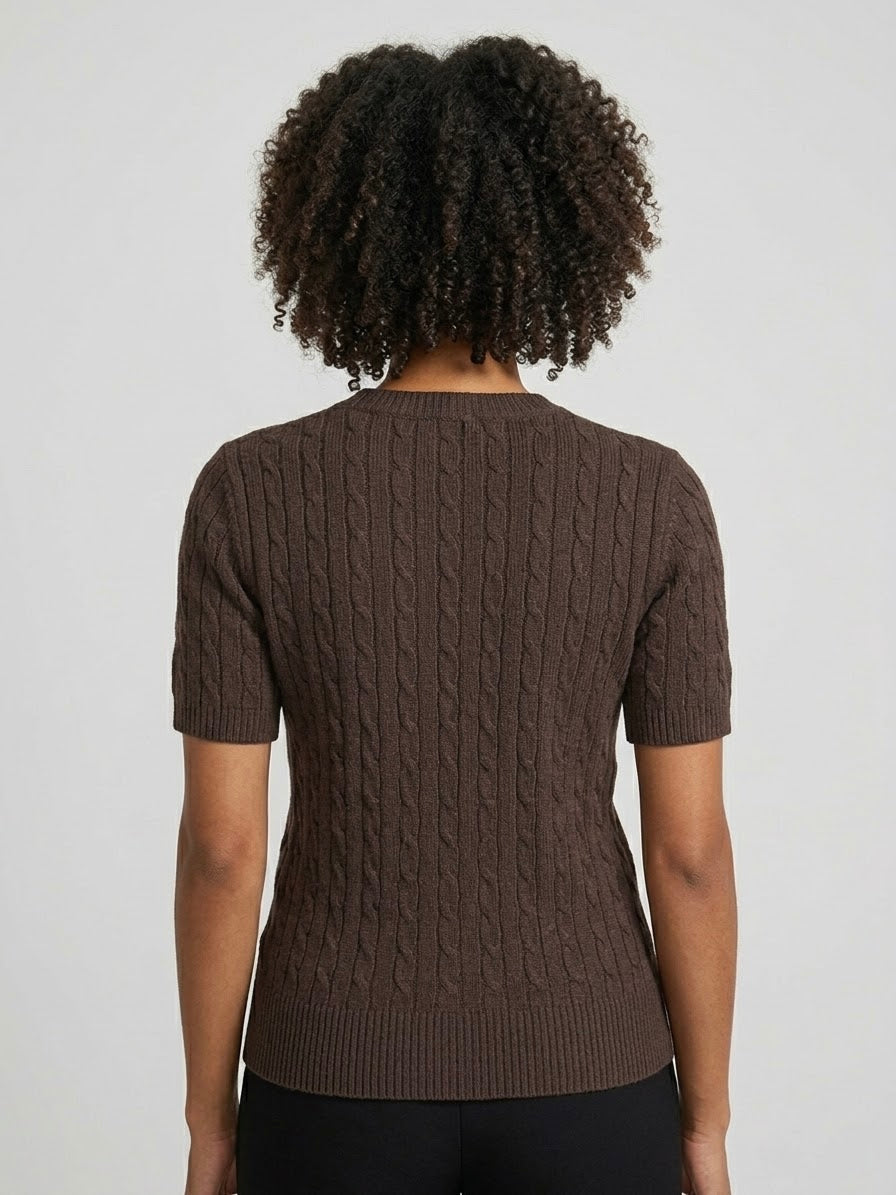 Maglia Smanicata Elena a Trecce Cioccolato Chic