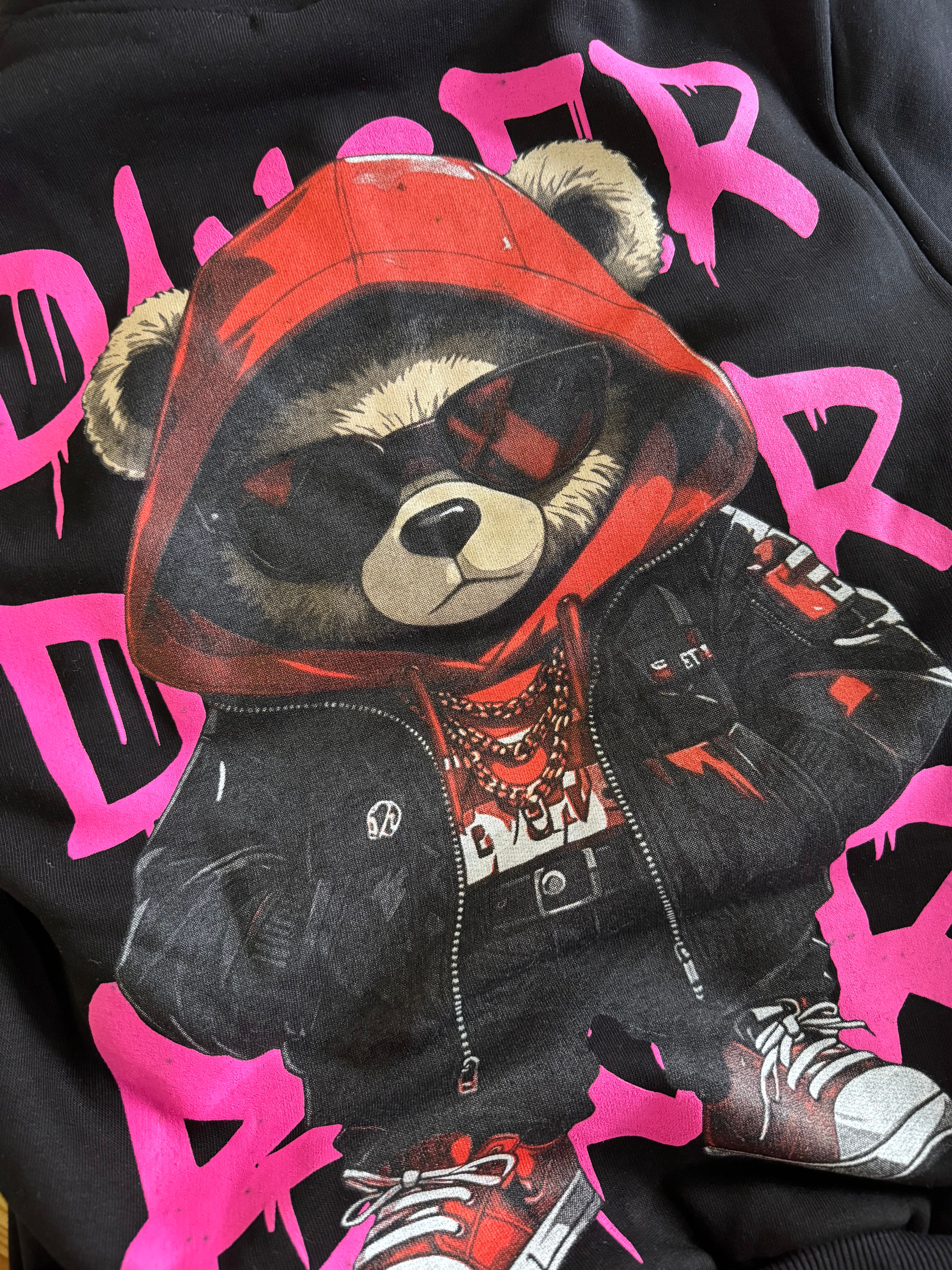 Felpa Ragazzo Felpata Danger Bear Nera
