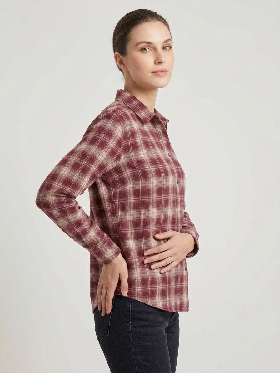 Camicia Tartan Donna Arizona Borgogna Elasticizzata