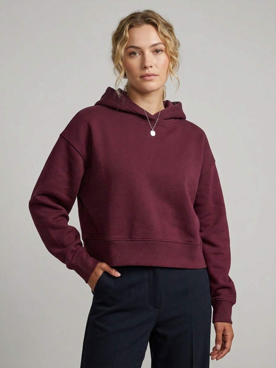 Felpa Donna Boxy fit con Cappuccio Burgundy Velvet Street Lab