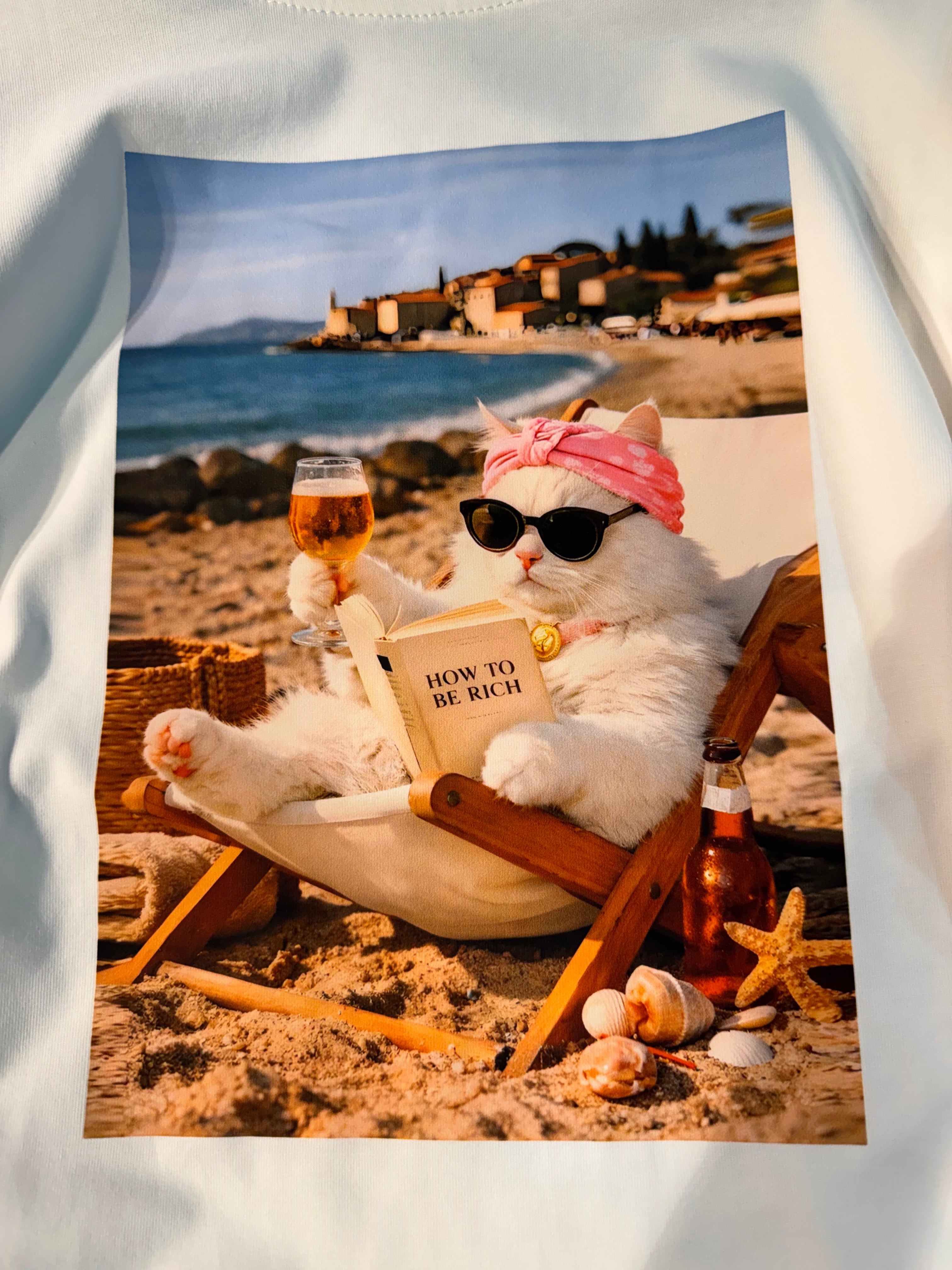 T-shirt Summer Cat How To be Rich boxy fit