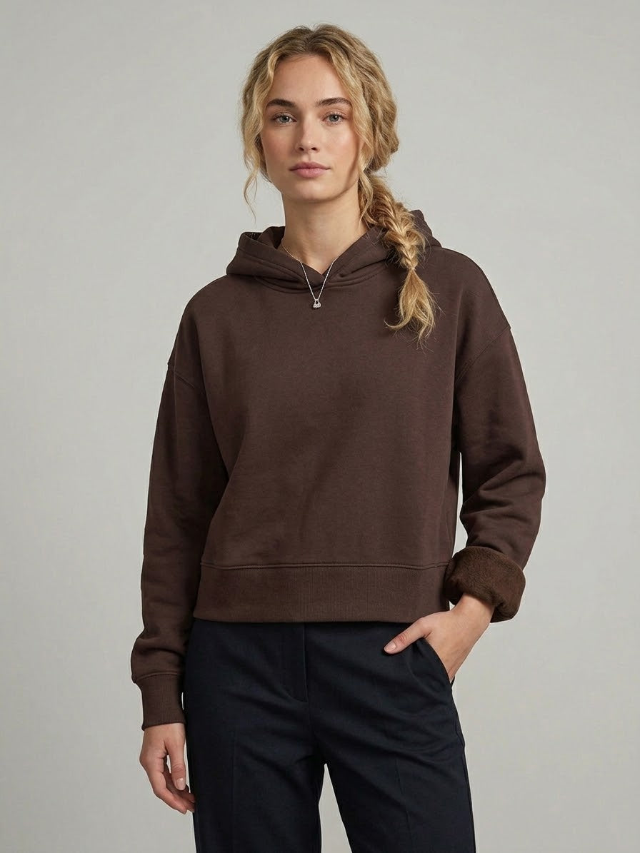 Felpa Donna Boxy fit con Cappuccio Cioccolato Street Lab