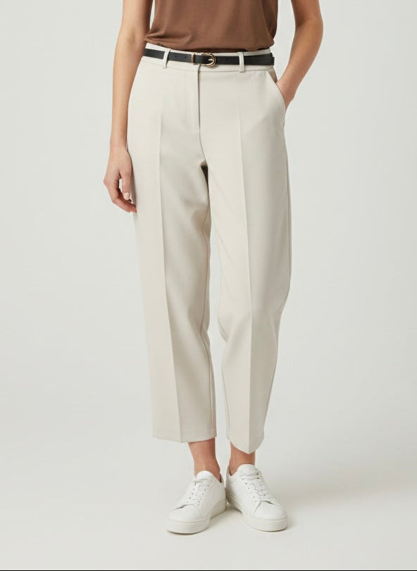 Pantalone Elegance Barrel crop Ecru