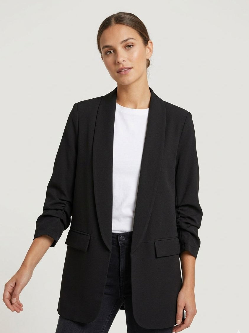 Blazer Londra con Maniche Arricciate nero