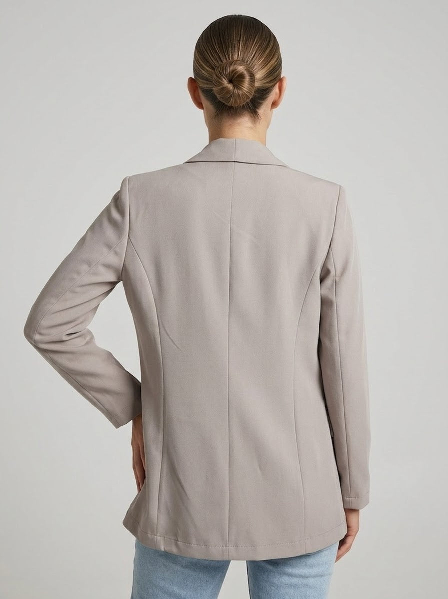 Blazer Aperto Parigi Grigio Tortora Con Collo A Scialle