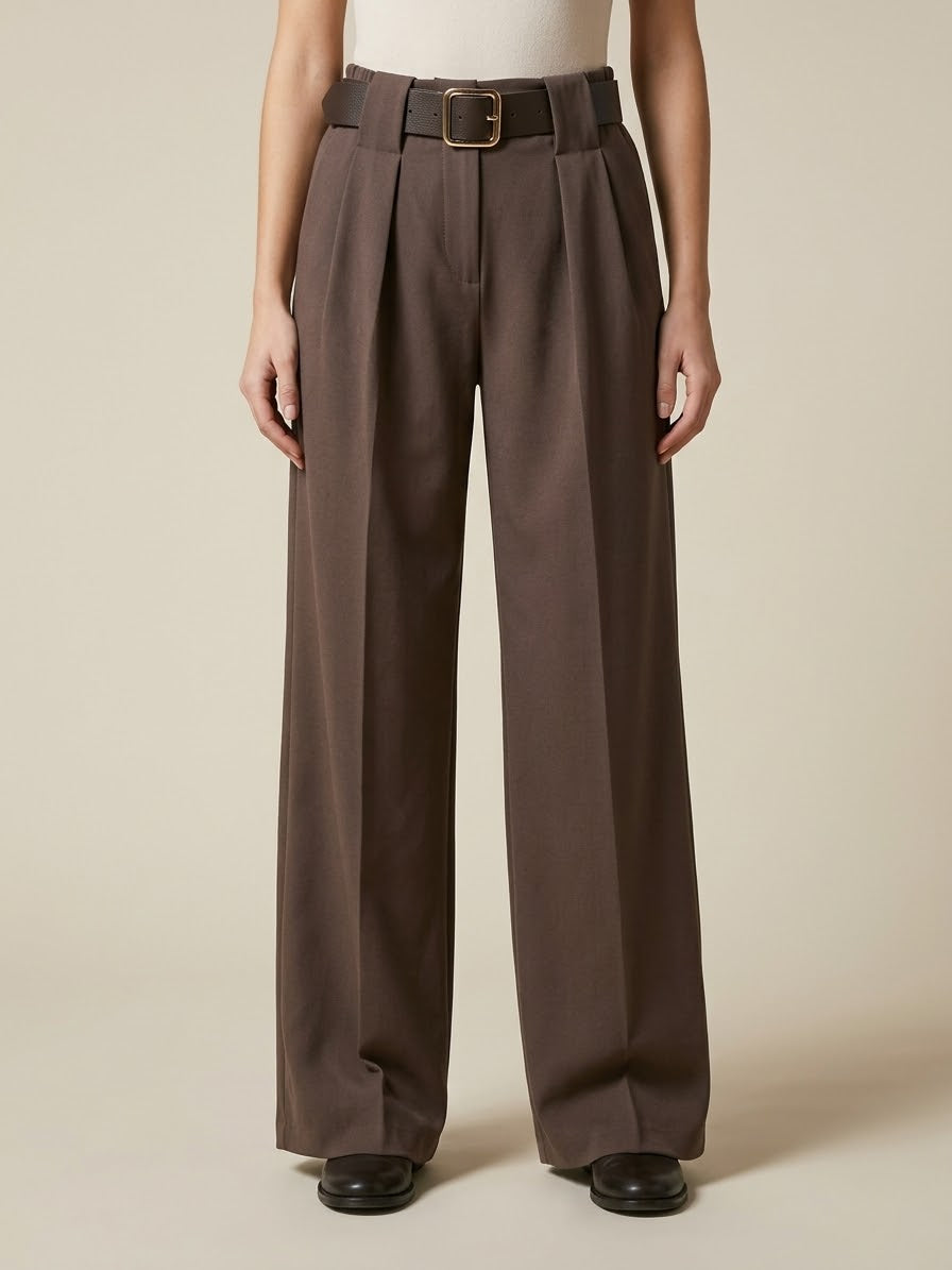 Pantalone Bea Gamba Larga con Cintura Elastico in Vita