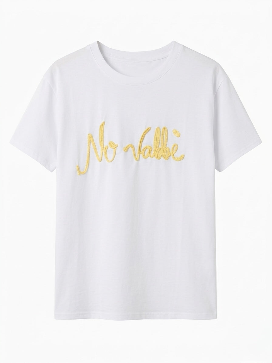 T-shirt NO VABBE ricamo big a giallo
