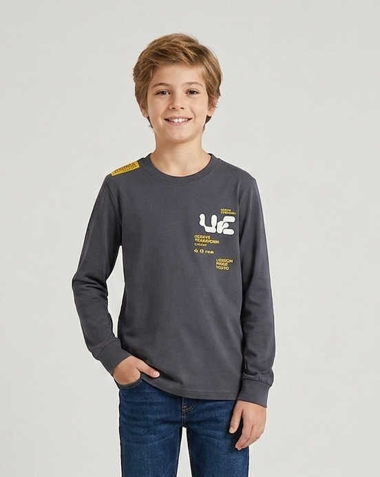 T-shirt Manica Lunga Grigio Antracite