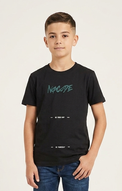 T-shirt Nera No Code Cotone Elasticizzato