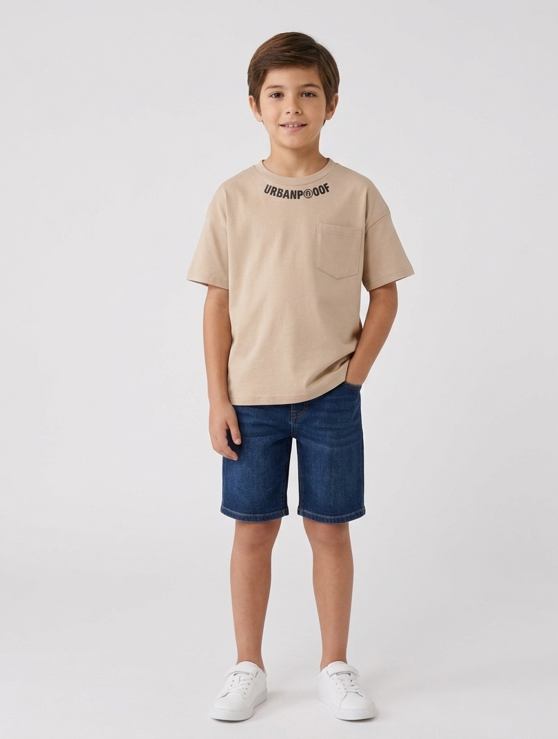 T-shirt Urban Style con Taschino Nocciola