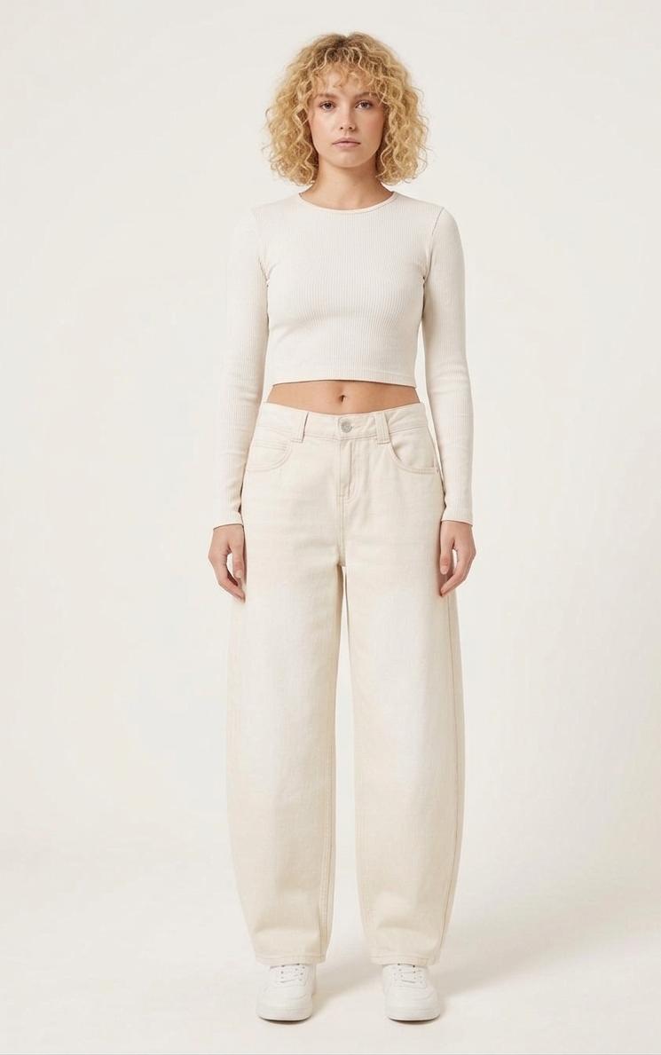 Pantalone jeans Laguna Barrel fit Panna