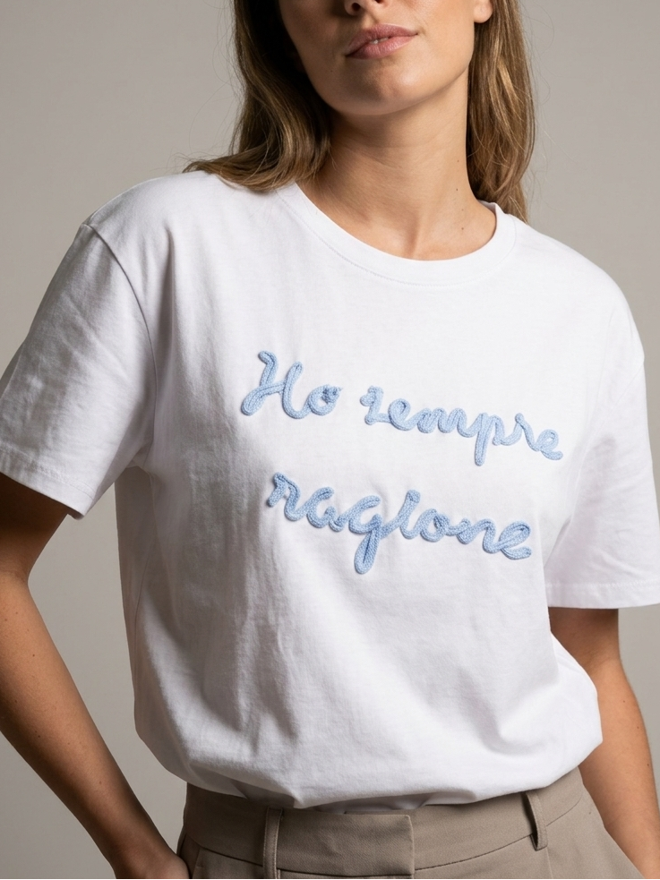 T-shirt HO SEMPRE RAGIONE ricamo big azzurro