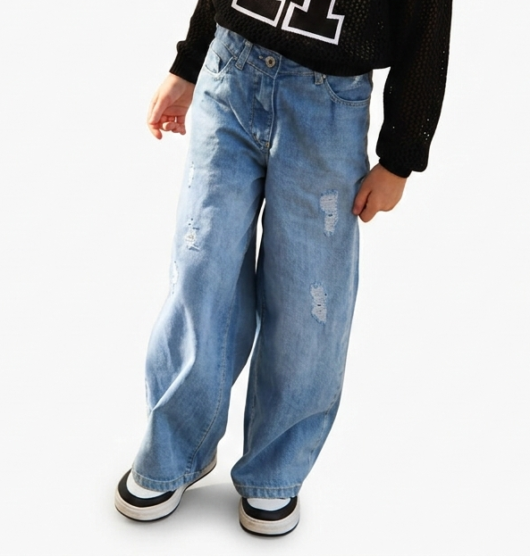 Jeans Wide Leg con Rotture