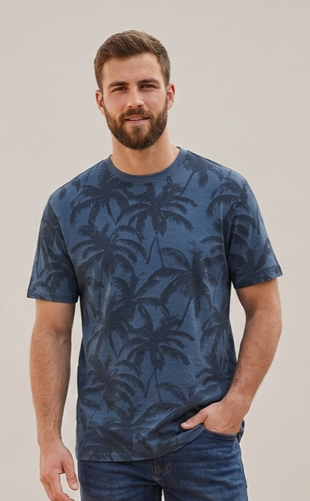 T-shirt Perry con Palme Blu