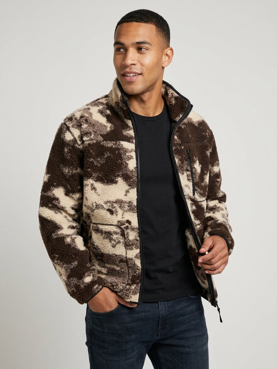 Giacca in Pile Only & Sons Dud Sherpa Teddy Mimetica Beige e Marrone