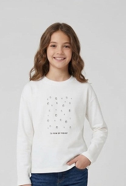T-Shirt Virginia iDO Bianco Manica Lunga It Is Now Or Never