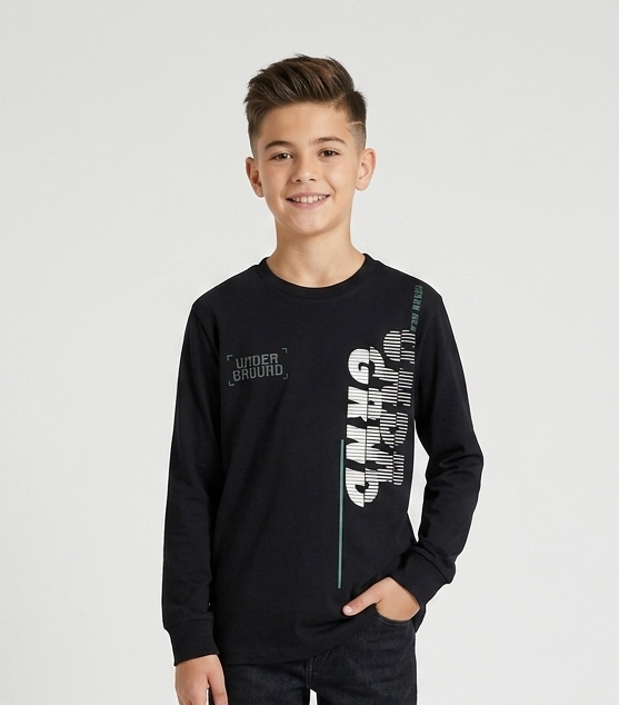Maglia Manica Lunga Nera Under Ground