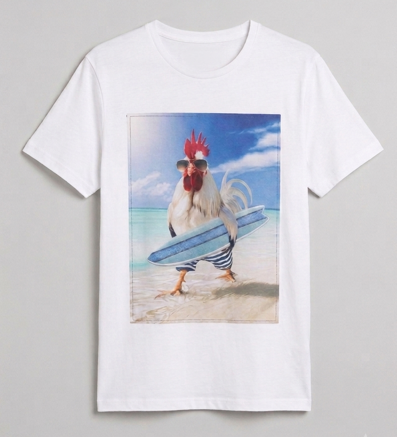 T-Shirt Uomo Regular Patch Gallo Surfista