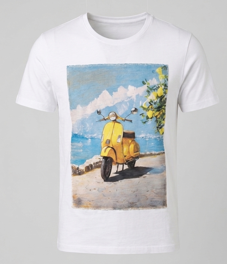 T-Shirt Uomo Regular Patch Vespa Gialla