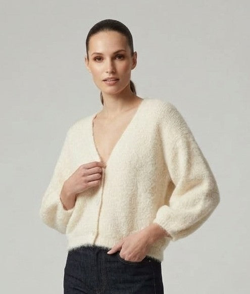 Cardigan Crop Marais in Maglia Soffice Panna