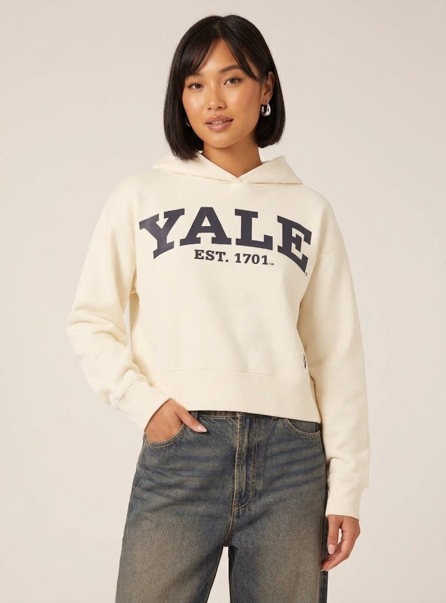 Felpa Campus con Cappuccio Yale Felpata Crema