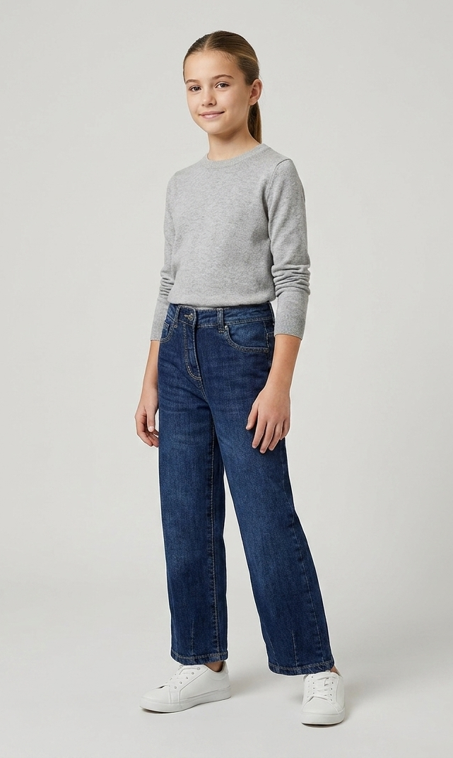 Jeans Wide Leg Blue Denim