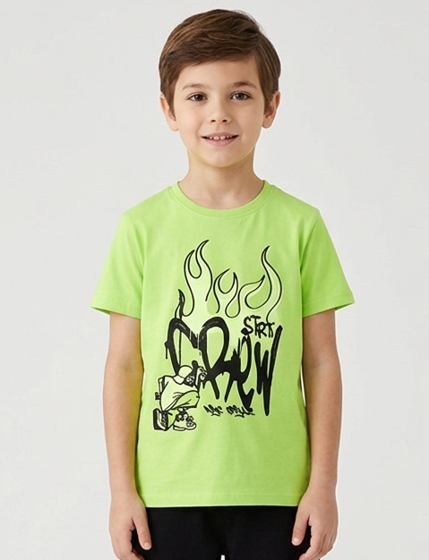 T-shirt NYC Crew Stile Graffiti Verde Brillante