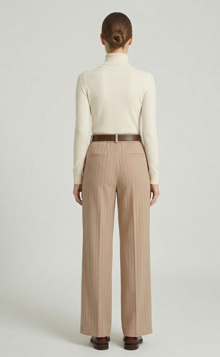 Pantalone Firenze Wide Leg Gessato con Cinturina