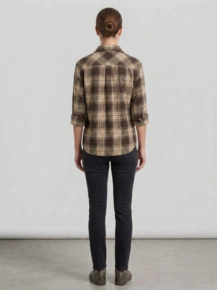 Camicia Tartan Donna Arizona Beige e Marrone
