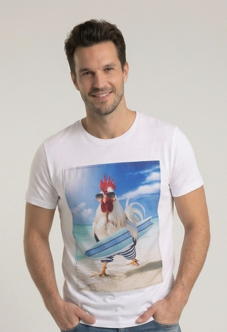 T-Shirt Uomo Regular Patch Gallo Surfista