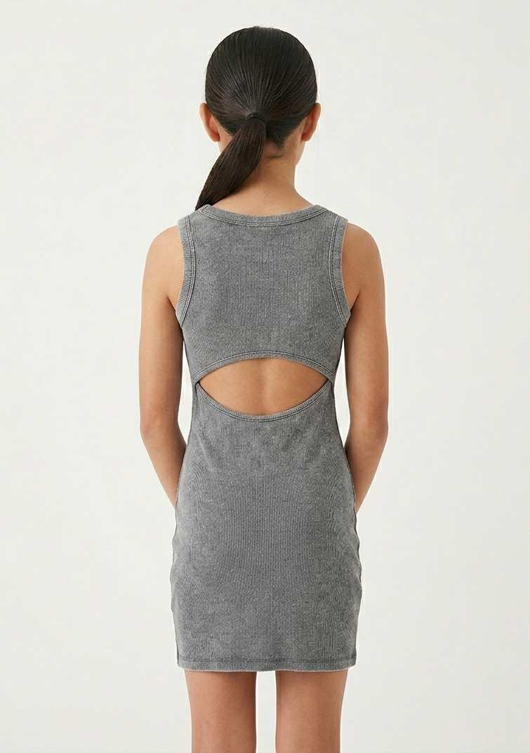Abito CutOut a Costine Grigio