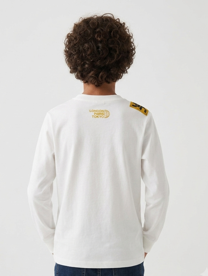 T-shirt Manica Lunga Bianca Urban Ocra