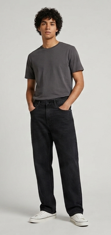 Jeans Fade Loose Fit Nero