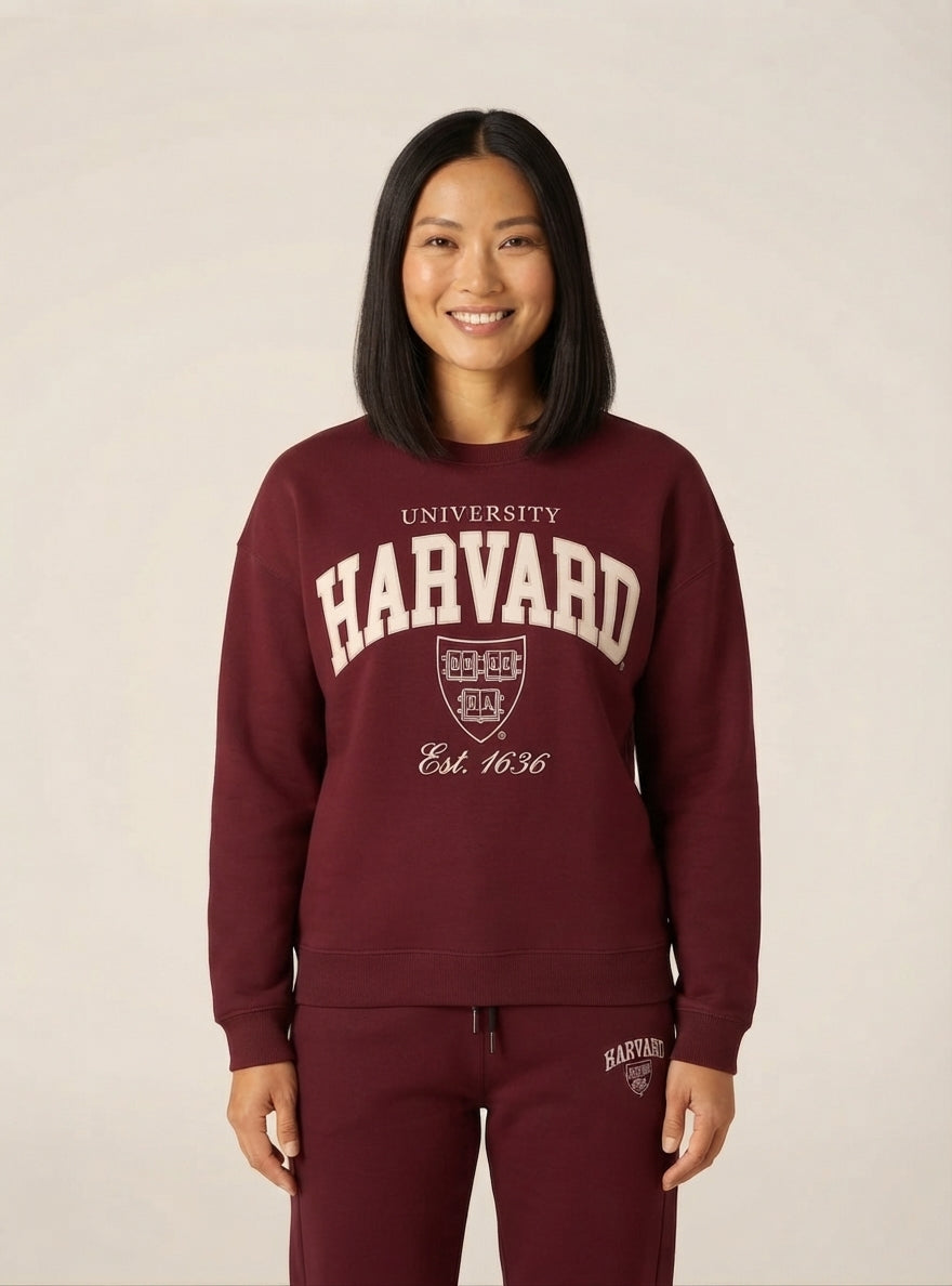 Felpa Campus Girocollo Harvard Felpata Borgogna