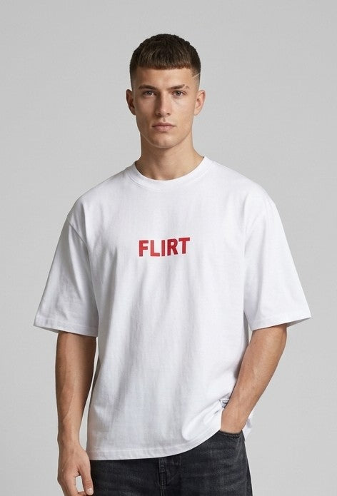 T-Shirt Uomo Bianca Oversize Stampa Flirt