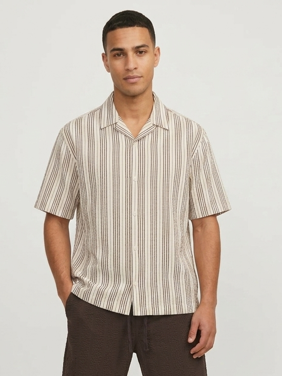 Camicia Cruz Bianco antico e caffe