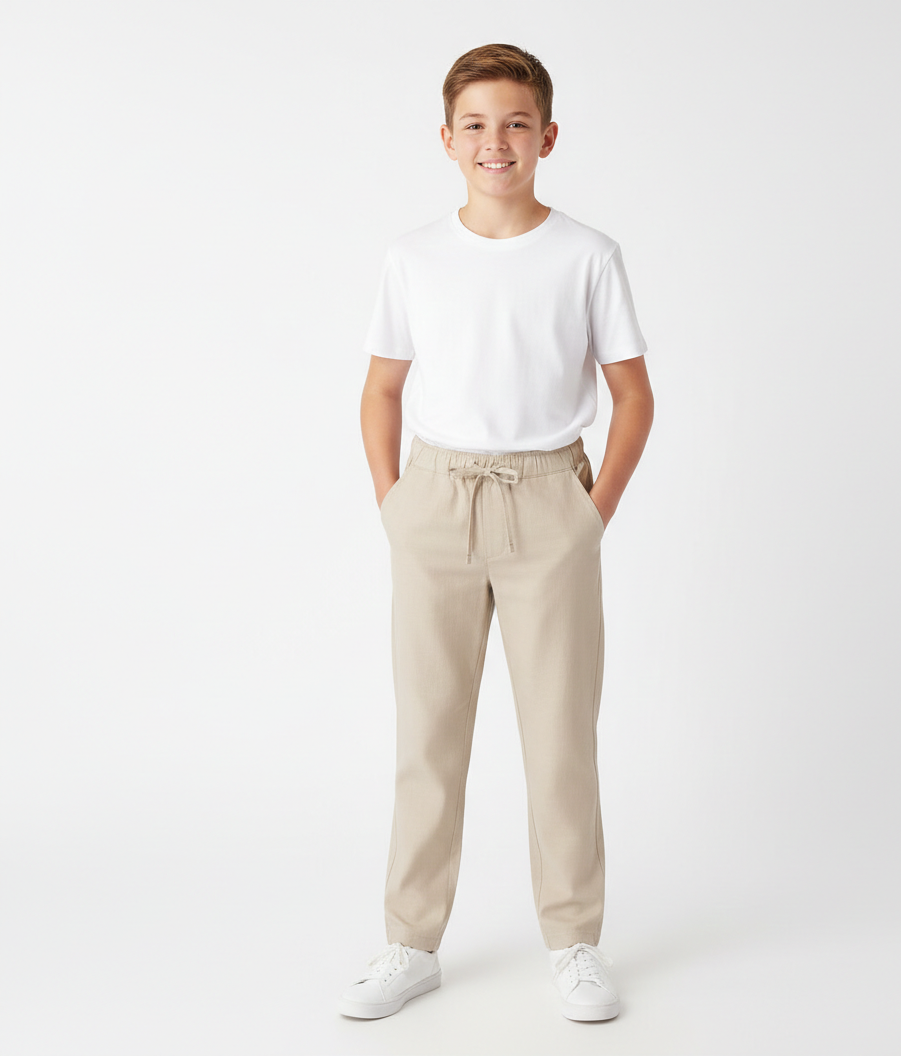 Pantalone Oliver da Cerimonia in Misto Lino Beige