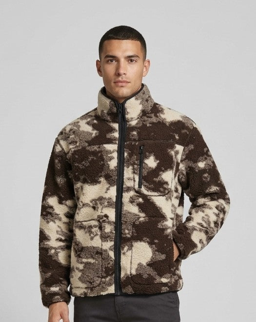 Giacca in Pile Only & Sons Dud Sherpa Teddy Mimetica Beige e Marrone